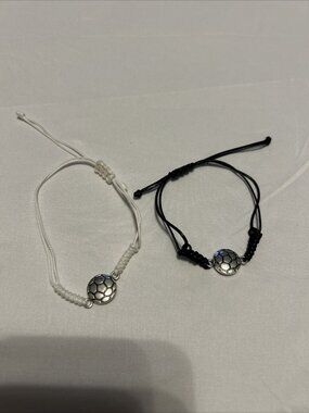 Wax Thread Alloy Woven Soccer  Party Gift Bracelets Anklet Ajustable Set Of 2